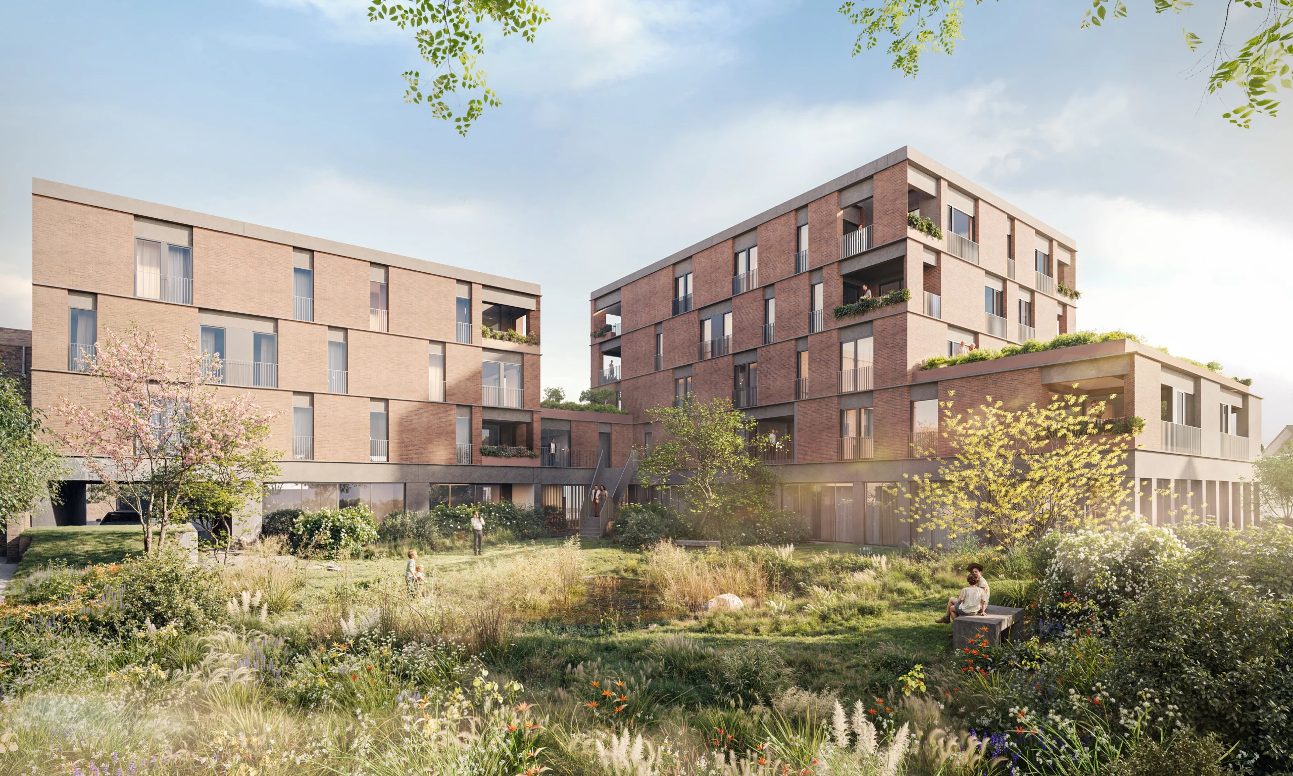 Groene binnentuin van Botanik in Schelle