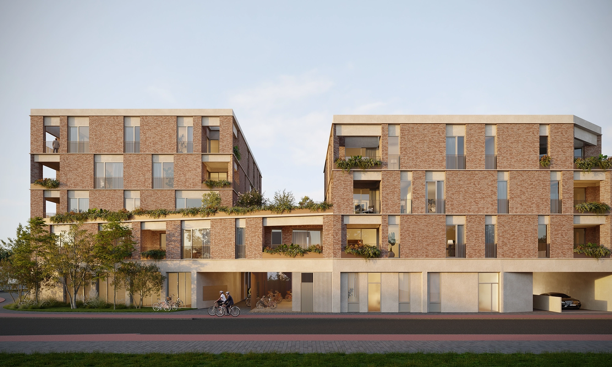Gevel met groene terrassen